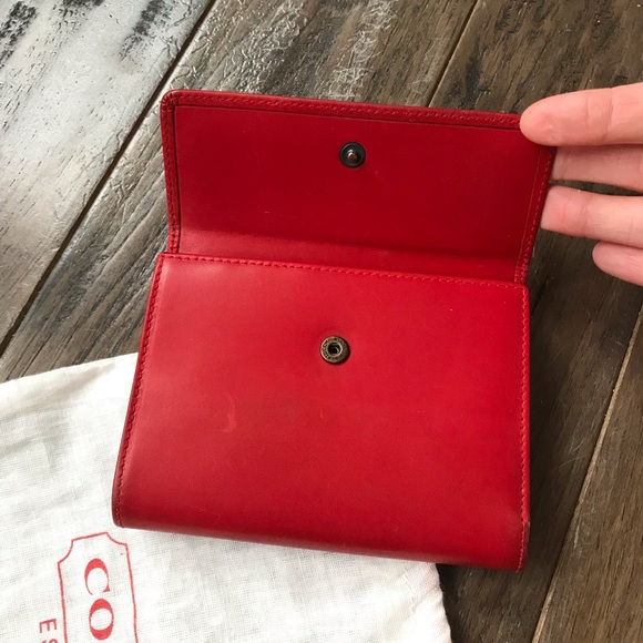 Coach Vintage Polished Calfskin Leather Mini Frame Wallet, 7891, 2000, Y2K, Red - Picture 4 of 16
